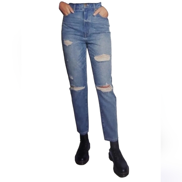 Indigo Rising High-Rise Distressed Step Mom Jeans Black Size 11/12 NEW. - Picture 1 of 12